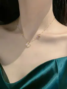 MEENAZ Rose Gold-Plated Heart Shaped Pendants With Chains