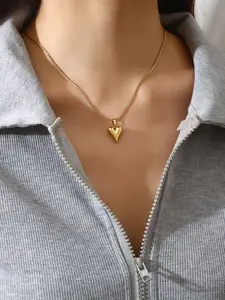 DIVASTRI Gold-Plated Heart Shaped Pendants With Chains