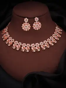 Anouk Gold-Plated Artificial Stones Studded Nacklace With Earrings