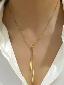 DIVASTRI Stainless Steel Gold-Plated Triangular Shaped Pendants with Chains