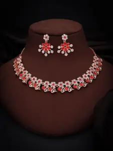 Anouk Gold-Plated Artificial Stone-Studded Necklace And Earrings