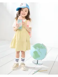 SKIP HOP Kids Cat Peach & Blue Zoo Printed Zoo Straw Sipper Water Bottle 350 ml