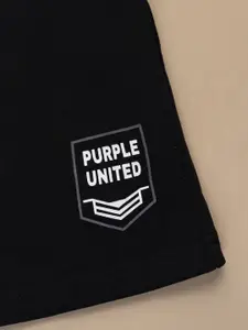 Purple United Kids Boys Regular Fit Mid-Rise Shorts