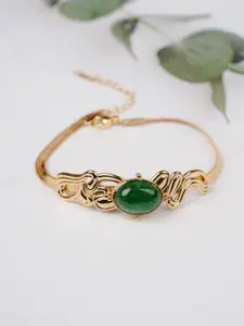 Zeraki Jewels Gold-Plated Stainless Steel Artificial Stones Studded Wraparound Bracelet