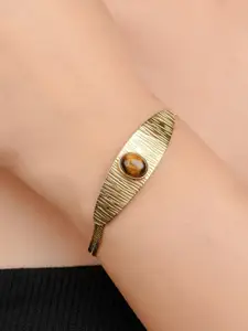 Zeraki Jewels Gold-Plated Stainless Steel Artificial Stones Studded Wraparound Bracelet