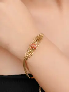 Zeraki Jewels Gold-Plated Stainless Steel Artificial Stones Studded Wraparound Bracelet