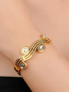 Zeraki Jewels Gold-Plated Stainless Steel Artificial Stones Studded Wraparound Bracelet