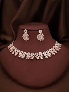 Anouk Gold-Plated American Diamond Studded Necklace And Earrings