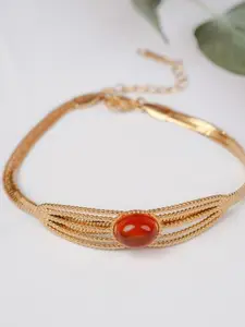 Zeraki Jewels Gold-Plated Artificial Stone-Studded Wraparound Bracelet