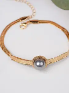 Zeraki Jewels Gold-Plated Stainless Steel Artificial Stones Studded Wraparound Bracelet