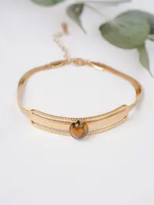 Zeraki Jewels Gold-Plated Stainless Steel Artificial Stones Studded Wraparound Bracelet