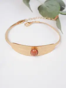 Zeraki Jewels Gold-Plated Stainless Steel Artificial Stones Studded Wraparound Bracelet