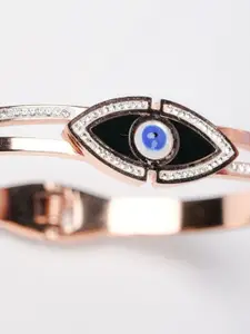 Zeraki Jewels Rose Gold-Plated Stainless Steel Stones Studded Wraparound Bracelet