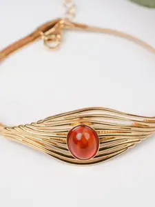 Zeraki Jewels Gold-Plated Stainless Steel Artificial Stones Studded Wraparound Bracelet