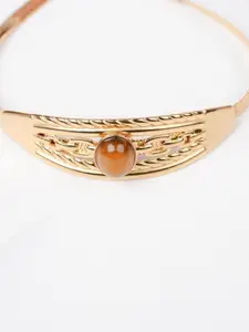 Zeraki Jewels Gold-Plated Stainless Steel Artificial Stones Studded Wraparound Bracelet