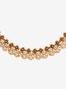 Kushal's Fashion Jewellery Gold-Plated Artificial Stones and Beads Antique Necklace