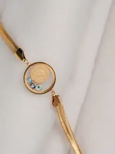 Zeraki Jewels Gold-Plated Stainless Steel Artificial Stones Studded Wraparound Bracelet