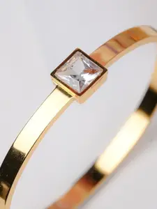 Zeraki Jewels Gold-Plated Stainless Steel Artificial Stones Studded Wraparound Bracelet