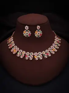 Anouk Gold-Plated American Diamond Studded Necklace And Earrings