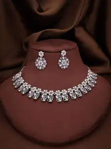 Anouk Silver-Plated Artificial Stone Studded Necklace With Earrings