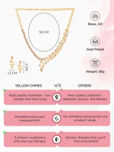 Yellow Chimes Gold-Plated American-Diamond-Studded Necklace Set