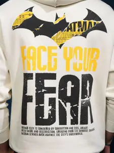 HIGHLANDER Warner Bros Batman Men Oversized Drop Shoulder Hoodie Sweatshirt