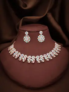 Anouk Gold-Plated Artificial Stone Studded Necklace With Earrings