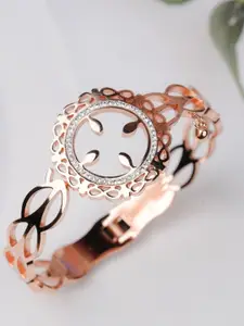 Zeraki Jewels Rose Gold-Plated Stainless Steel Stones Studded Wraparound Bracelet