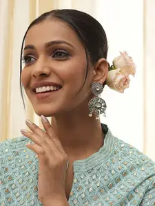 Biba Brass Silver Plated Contemporary Shaped Drop Earrings