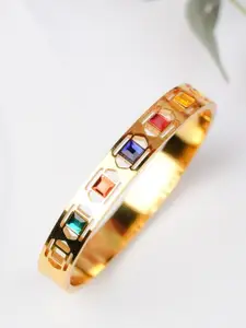 Zeraki Jewels Stainless Steel Gold-Plated Cuff Bracelet