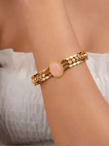 Zeraki Jewels Stainless Steel Gold-Plated Cuff Bracelet