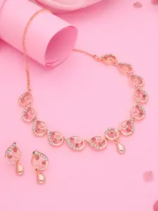 Anouk Gold-Plated Artificial Stone-Studded Necklace And Earrings