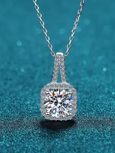 Zabby Allen Silver-Plated American Diamond Studded Pendants With Chains