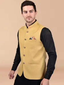 Moda Rapido Men Woven Manderian Collar Nehru Jacket