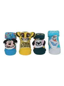 Yellow Bee Boys Pack Of 4 Printed Cotton Ankle-Length Socks