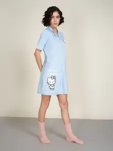 Dreamz by Pantaloons Women Pure Cotton Above Knee Length Shirt Nightdress