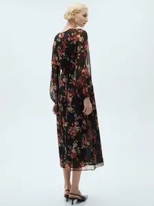 MANGO Floral Print Empire Maxi Dress