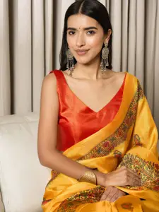 Mitera Ethnic Motifs Silk Blend Ready to Wear Khadi Saree