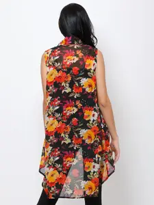 Moda Rapido Printed Mandarin Collar Open Front Shrug