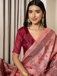 Mitera Ethnic Motifs Silk Blend Ready to Wear Khadi Saree