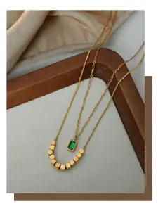 DressBerry Stone Studed Layered Pendant Chain