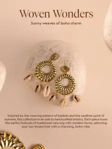 Voylla Brass Oxidised Gold-Plated Cuff Bracelet