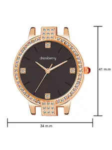 DressBerry Women Embellished Dial Analogue Watch 414 Black Rose Elevate your style