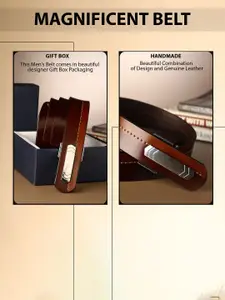 Metronaut Men Textured Leather Formal Belt