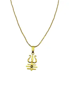 Digital Dress Room Gold-Plated Trishul Pendants With Chains