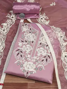 Biba Floral Embroidered Thread Work Unstitched Dress Material