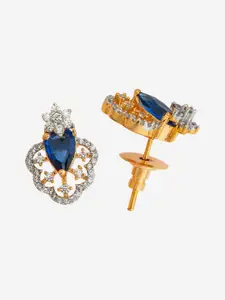 Kushal's Fashion Jewellery Sapphire Rhodium Gold-Plated CZ Party Pendant Set