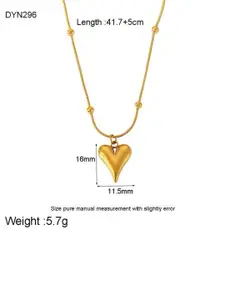 DressBerry 18K Gold-Plated Stainless Steel Heart Shaped Pendant With Chain