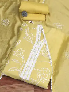 Biba Floral Embroidered Thread Work Unstitched Dress Material