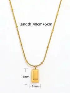 DressBerry 18K Gold-Plated Stainless Steel Rectangle Shaped Pendant With Chain